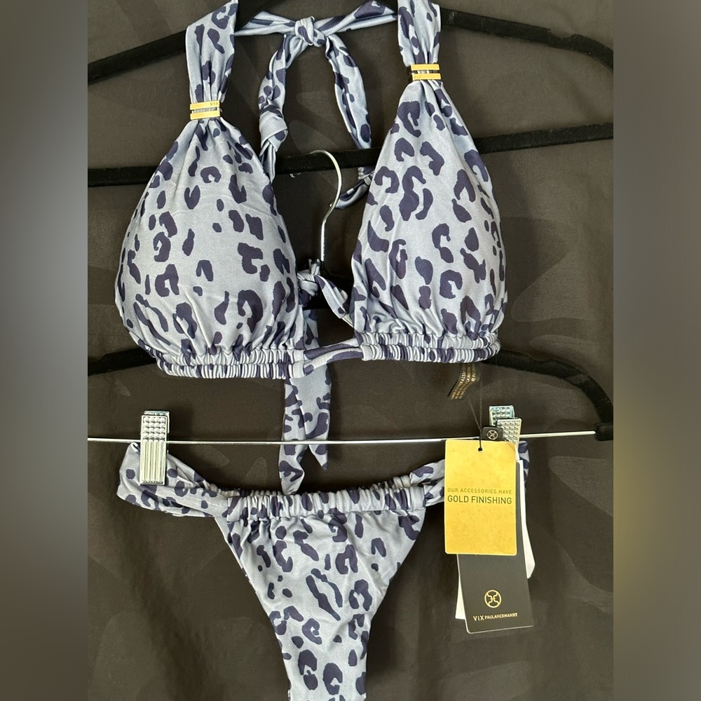 Vix Paula Hermanny Blue Leopard Bikini NWT